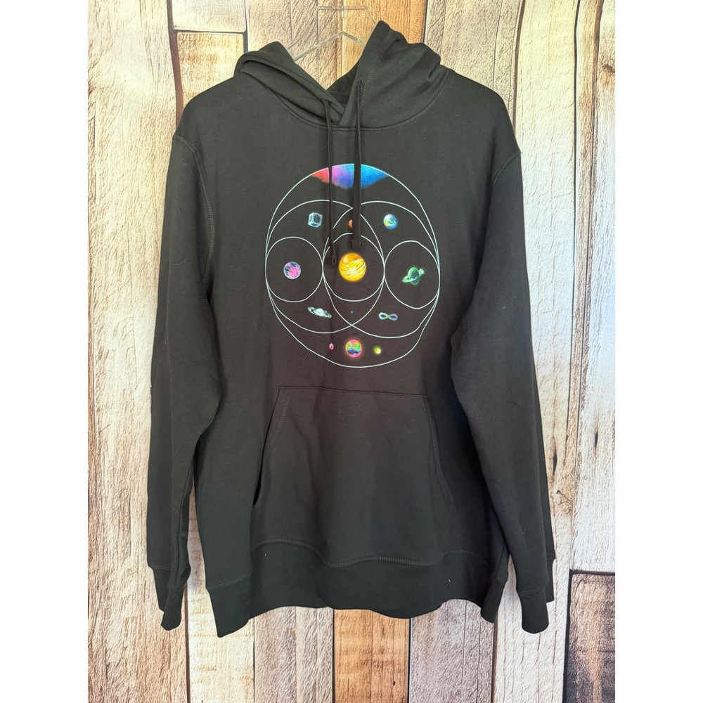 Coldplay Music of the Spheres Graphic Hoodie Black Band Merch Concert 2X 2025